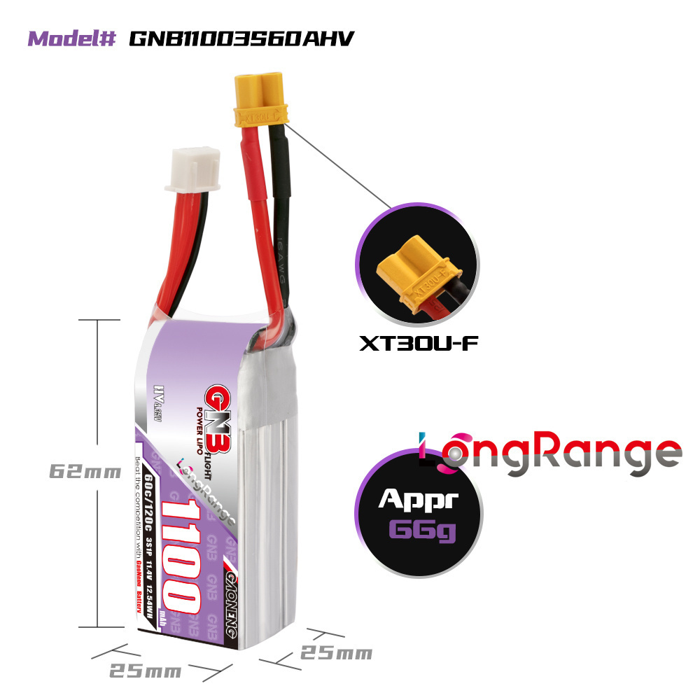 GNB 1100mAh 2S 3S 4S 6S 60C/12 - مراجعة Lipo Battery 4S وسعره